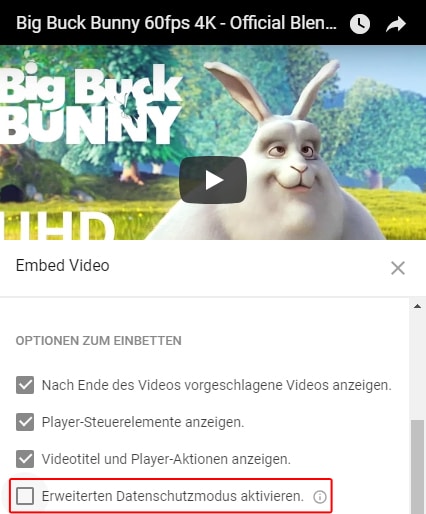 YouTube Erweiterter Datenschutz