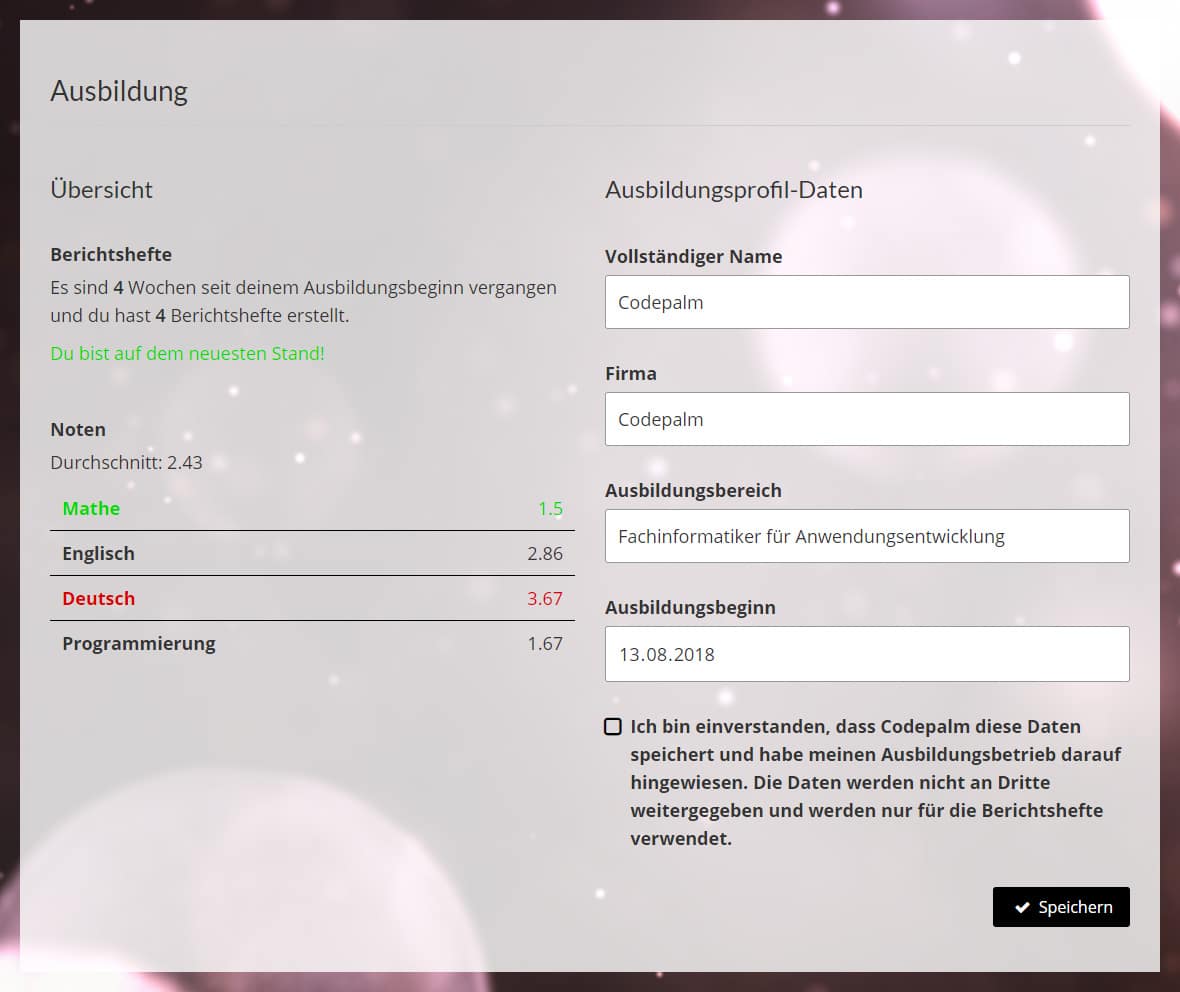 Codepalm Benutzerprofil Ausbildung