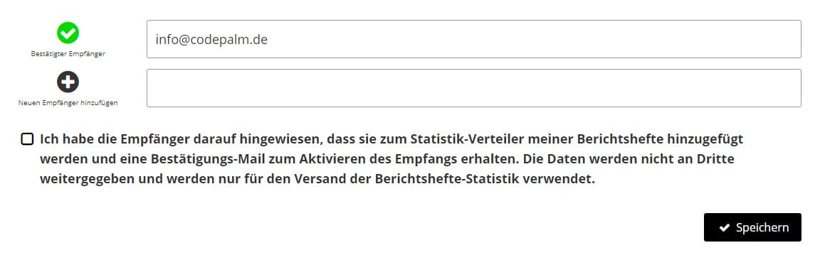 Berichtsheft Versand Empfänger
