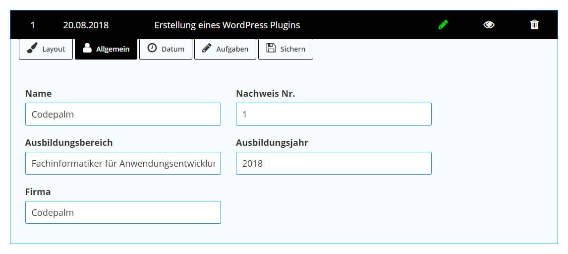 Personenbezogene Daten im Berichtsheft
