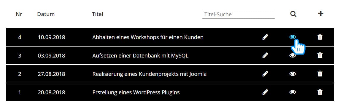Digitales Berichtsheft Detailansicht